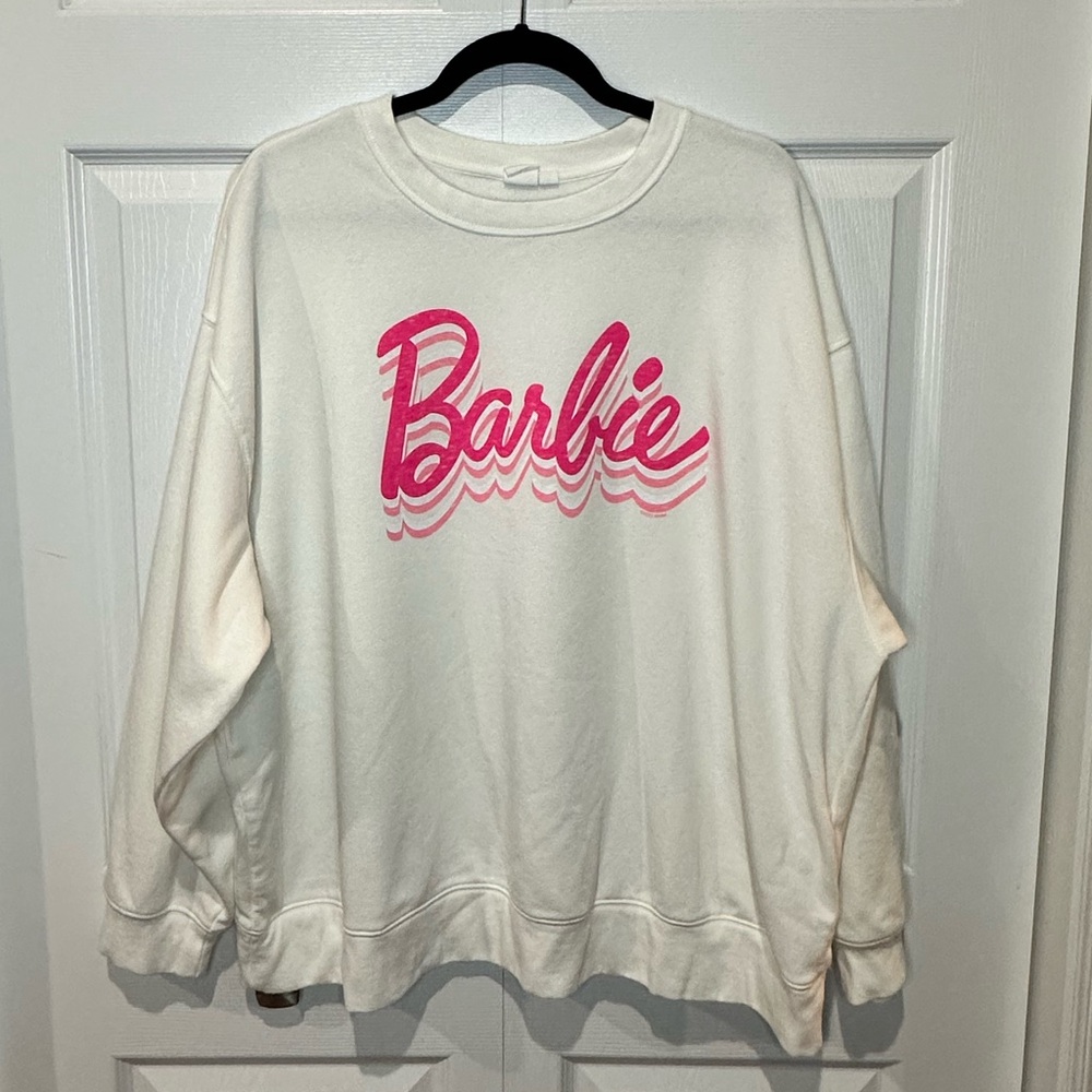 GAP Barbie sweatshirt white with pink writing, size XXL, like new